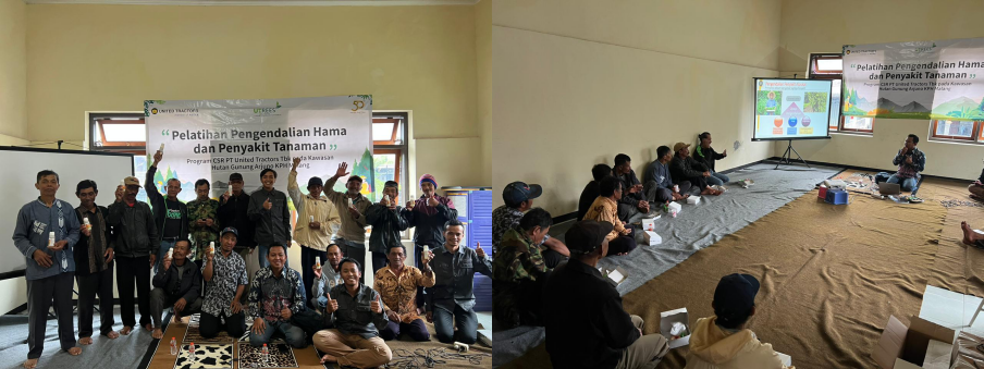 Forest cultivators (Pesanggem) attended pest and plant disease control training at Mount Arjuno Forest Area KPH Malang.