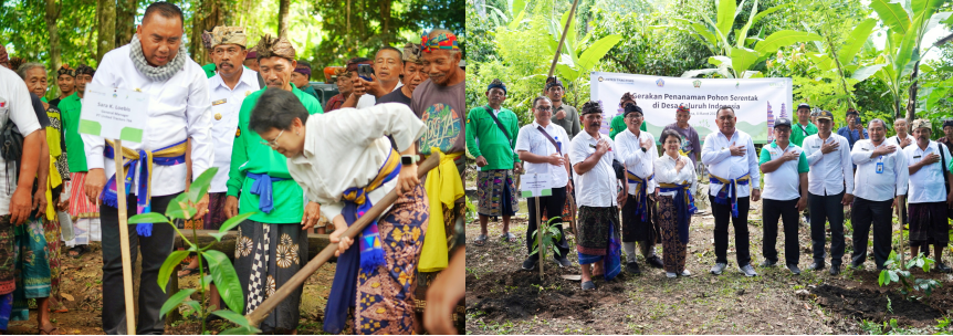 Prosesi penanaman pohon secara simbolis yang dilakukan oleh pihak UT dan Pemerintah Kabupaten Jembrana.