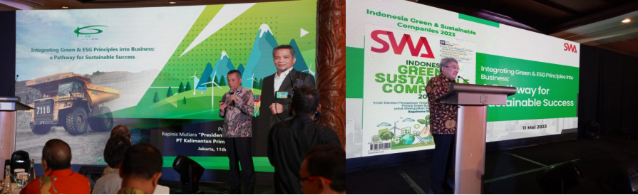 Presentation of material by Rapinis Mutiara (President Director of KPP) regarding sustainability business practices run by KPP (left photo) and remarks delivered by Kemal E. Gani (Chief Editor of SWA Media Group) (right photo).