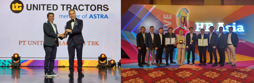The award presentation of the Best Companies to Work for in Asia 2023 by Dato William Ng (Group Publisher Editor-in-Chief of Business Media International) to Abun Jufar Jaya (Human Capital General Manager) at the Ritz Carlton Pacific Place Hotel, Jakarta.