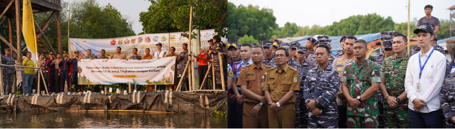 Penanaman mangrove yang dilakukan secara simbolis oleh Manajemen UT Group bersama dengan pemerintah Jawa Barat, TNI, dan Polri di Muara Tawar.