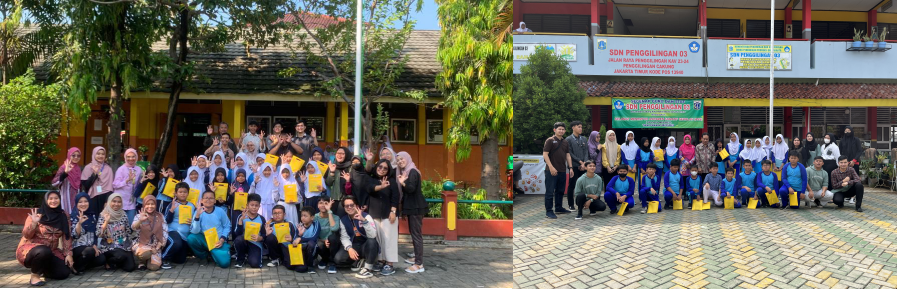 Para siswa-siswi yang mengikuti program Dokter Kecil di SDN 03 Cakung Barat (foto kiri) dan SDN 03 Penggilingan (foto kanan).