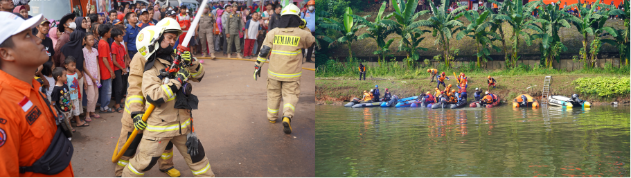 BPBD with National Search and Rescue Agency and PMI carried out a simulation of dealing with victims of fires, drowning and moving victims from high altitudes.