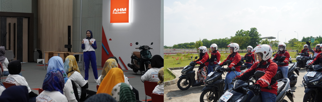 Pelaksanaan Training Safety Riding Kartini oleh PT United Tractors Tbk bersama dengan PT Astra Honda Motor.