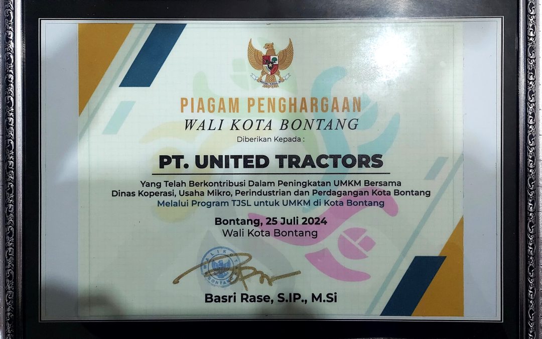 Dorong Pertumbuhan Ekonomi Melalui Pembinaan UMKM, United Tractors Site Bontang Raih Penghargaan dari Wali Kota Bontang