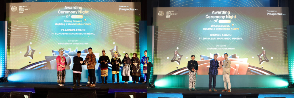 Penyerahan penghargaan yang diterima oleh PT Asmin Bara Bronang (foto kiri) dan PT Telen Orbit Prima (TOP) (foto kanan) di The Alana Yogyakarta Hotel & Convention Center.