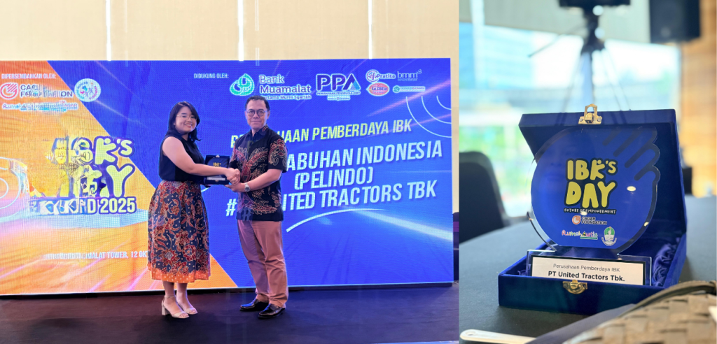 Penghargaan diterima oleh Organization Development Team Leader UT, Luisa Krismaningrum (foto kiri). Penghargaan Perusahaan Pemberdaya Insan Berkemampuan Khusus (IBK) pada ajang IBK’s Day 2025 (foto kanan).