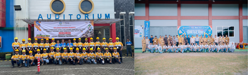 Pelaksanaan Lomba Kompetensi Siswa (LKS) Teknik Alat Berat (TAB) di di SMK Negeri 5 Surabaya, Jawa Timur (foto kiri). Pelaksanaan LKS TAB di di SMK Negeri 5 Surabaya, Jawa Tengah (foto kanan).