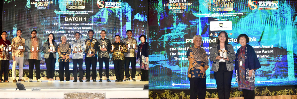 Penyerahan penghargaan Indonesia Safety Excellence Award 2026 yang diberikan secara langsung kepada Environment, Health, and Safety Department Head UT, Erika Pratiwi Darmanto, di Prama Sanur Beach Hotel, Bali.