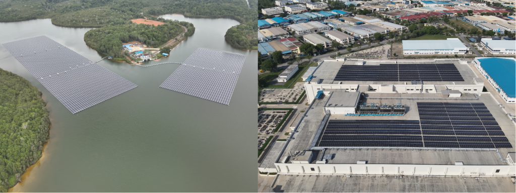 Proyek PLTS Terapung ini berlokasi di reservoir Bintan Resort Cakrawala (BRC), Bintan, Kepulauan Riau, proyek ini berkapasitas 10,27 MWp dan resmi beroperasi pada Q1 2025, dengan kontrak 25 tahun (foto kiri). Proyek PLTS Atap ini berlokasi di Batamindo Industrial Park (BIP), Batam, Kepulauan Riau, proyek ini berkapasitas total 11,05 MWp dan resmi beroperasi pada Q2 2025, dengan kontrak 25 tahun (foto kanan).