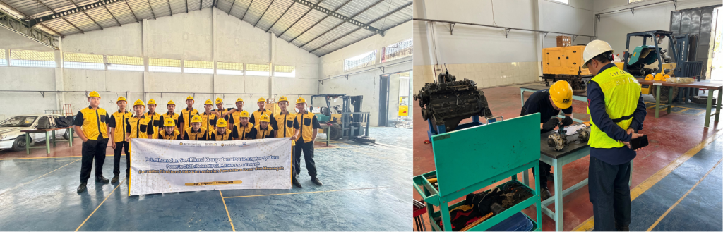 Pelaksanaan sertifikasi yang diikusi oleh siswa SMK Tunas Harapan Pati dan SMK Kesuma Margoyoso (foto kanan dan kiri).